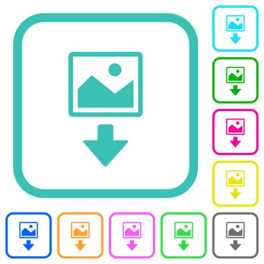 Beyaz arka plan üzerinde eğri sınırları görüntü canlı renkli düz simgeler İndir