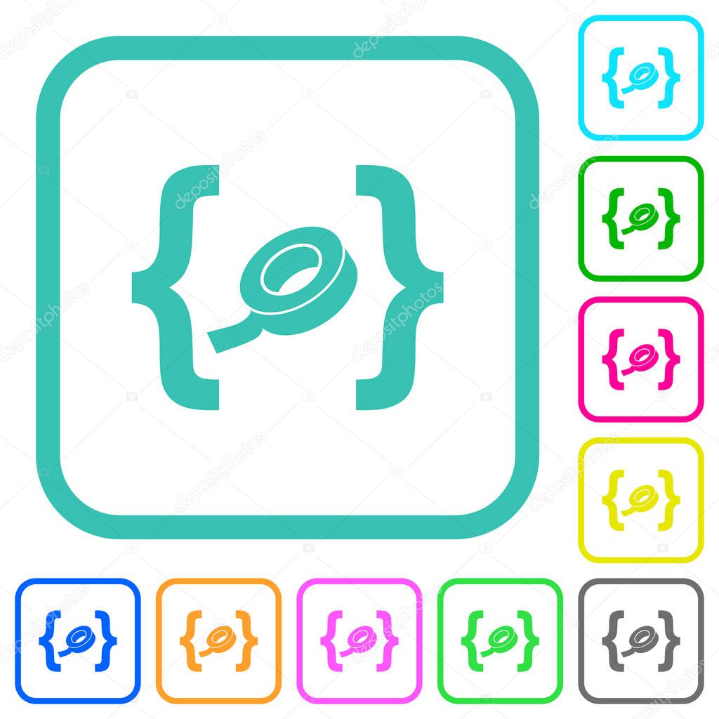 Software patch vivid colored flat icons in curved borders on white background