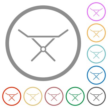 Katlanabilir çamaşır kurutma makinesi beyaz zemin üzerinde yuvarlak çizgilerde katı düz renk simgeleri