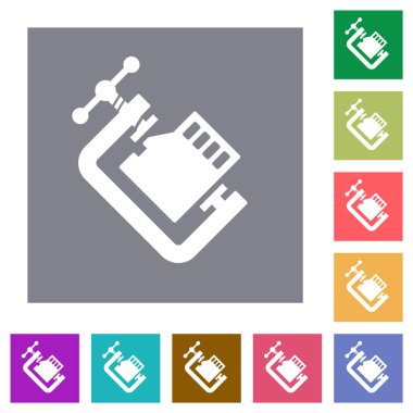 Mikro sd hafıza kartı basit renk kare arkaplan üzerine katı düz simgeleri sıkıştırır