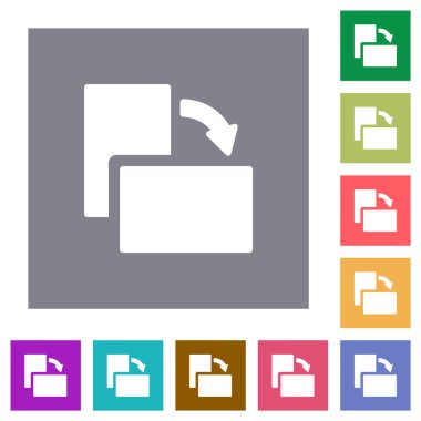 Basit renk kare arkaplan üzerinde düz düz simgeleri döndür