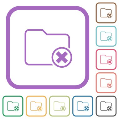 İptal dizin basit simgeler renkli kare kare beyaz arka plan üzerinde yuvarlak