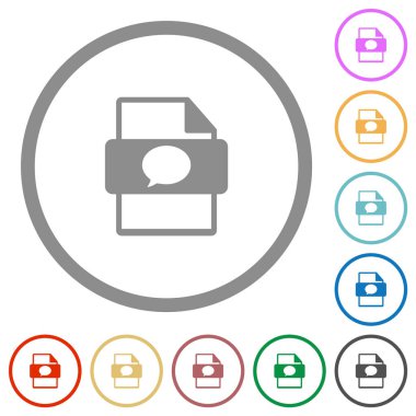 İleti dosya tipi düz renk simgeleri beyaz arkaplanda yuvarlak hatlar halinde