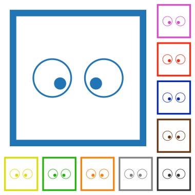 Gözlerin beyaz arkaplanda kare çerçevelerde düz renk simgeleri çizmesini izlemek