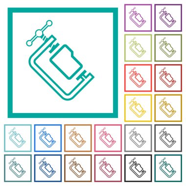 Dizin sıkıştırma ana hatları düz renk simgeleri beyaz arkaplan üzerinde çeyrek çerçeve ile