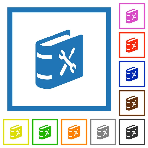 Guide Utilisateur Avec Clé Tournevis Couleurs Plates Icônes Dans Des — Image vectorielle