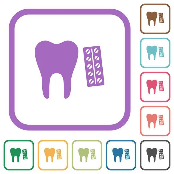 Dental Medicine Simple Icons Color Rounded Square Frames White Background — ストックベクタ