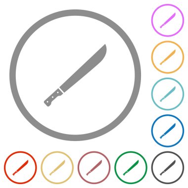 Beyaz arkaplanda yuvarlak hatlı pala düz renk simgeleri