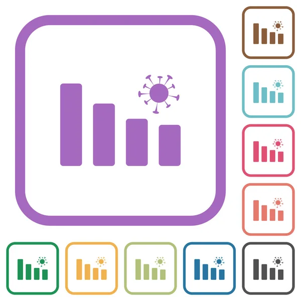 Gráfico Covid Iconos Simples Color Marcos Cuadrados Redondeados Sobre Fondo — Archivo Imágenes Vectoriales