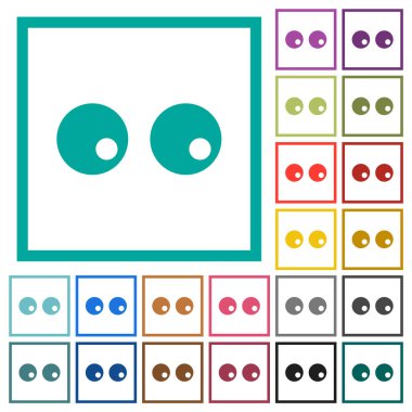 Beyaz arkaplanda çeyrek çerçeveli katı düz renk simgeleri izlemek