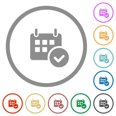Takvim beyaz arkaplanda düz renk simgelerini kontrol et