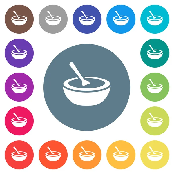 Bol Soupe Avec Cuillère Soupe Plates Icônes Blanches Sur Fond — Image vectorielle
