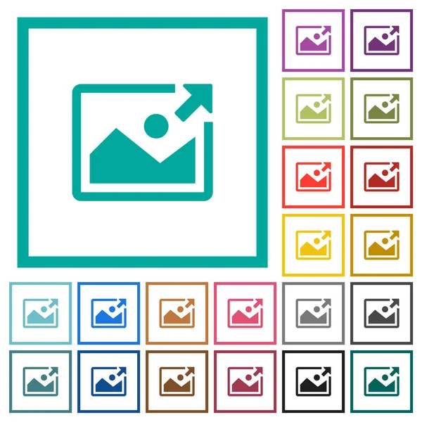 Експортувати Піктограми Плоского Кольору Квадрантними Рамками Білому Тлі — стоковий вектор