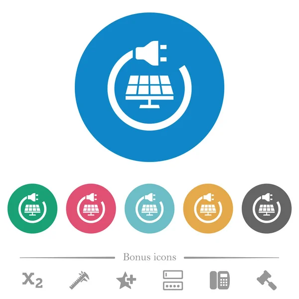 Solar Energy Flat White Icons Color Backgrounds Bonus Icons Included — Vettoriale Stock