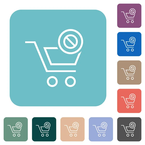 Cart Disabled Outline White Flat Icons Color Rounded Square Backgrounds — Stockvector