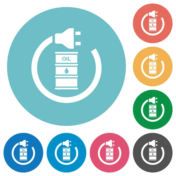 Энергия Масла Плоские Белые Иконки Круглом Фоне Цвета — стоковый вектор