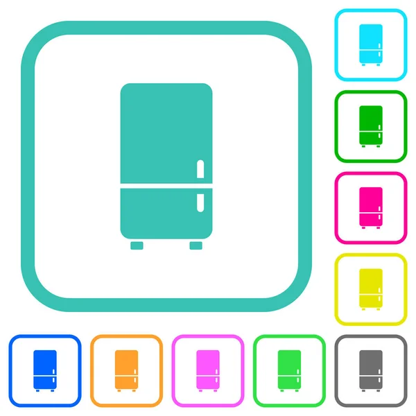Refrigerator Vivid Colored Flat Icons Curved Borders White Background — Stockový vektor