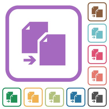 Belgenin basit simgelerini beyaz arkaplanda yuvarlak kare çerçevelerle kopyala