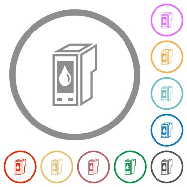 Beyaz arkaplanda yuvarlak çizgilerde düz renk simgeleri olan mürekkep kartuşu ana hatları