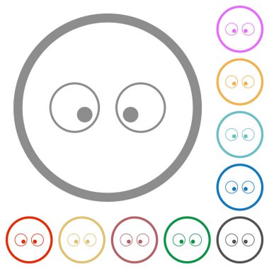 Gözlerin düz renk simgelerini beyaz arkaplanda yuvarlak çizgilerle özetlemesini izlemek