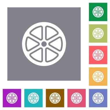 Basit renk kare arkaplan üzerinde limon dilimleri düz simgeler