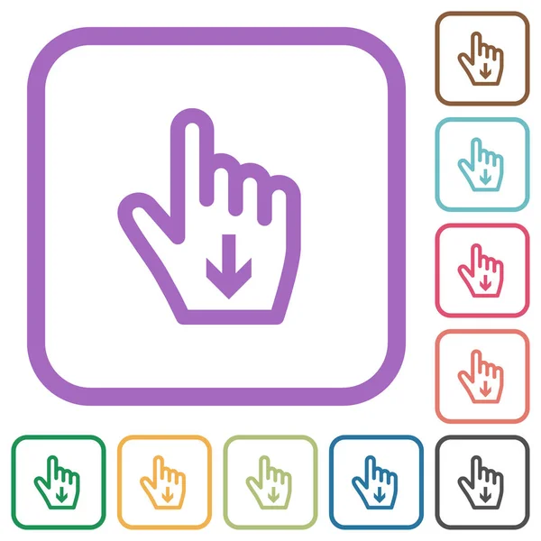 Hand Cursor Outline Simple Icons Color Rounded Square Frames White — Stockový vektor