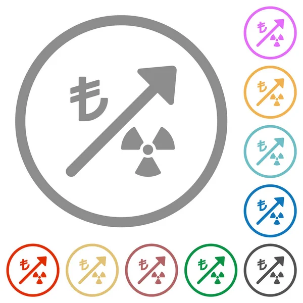 Stijgende Nucleaire Energie Turkse Lira Prijzen Platte Kleur Pictogrammen Ronde — Stockvector