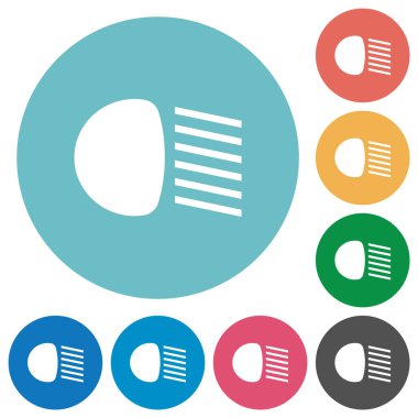 Düşük kiriş ışıkları düz beyaz simgeler yuvarlak renk arkaplan