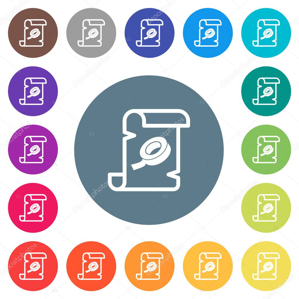Script patch flat white icons on round color backgrounds. 17 background color variations are included.