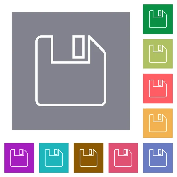 Floppy Outline Flat Icons Simple Color Square Backgrounds — Διανυσματικό Αρχείο