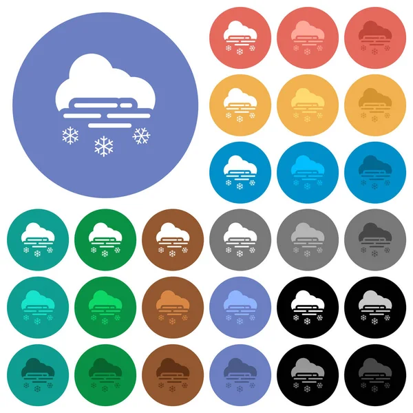 Misty Snowy Weather Multi Colored Flat Icons Backgrounds Included White — Stock Vector