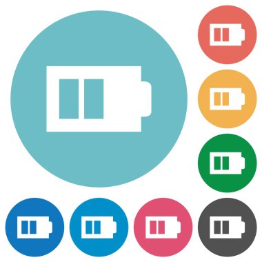 Half battery with two load units alternate flat white icons on round color backgrounds