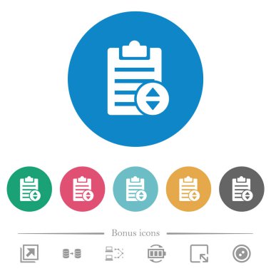 Adjust note priority flat white icons on round color backgrounds. 6 bonus icons included.