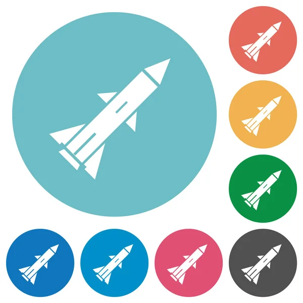 Ballistic Missile Flat White Icons Color Backgrounds —  Vetores de Stock