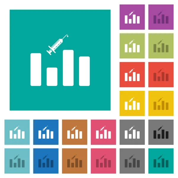 Vaccination Graph Multi Colored Flat Icons Plain Square Backgrounds Included — Archivo Imágenes Vectoriales