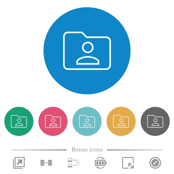 Folder Owner Outline Flat White Icons Color Backgrounds Bonus Icons — Stock Vector