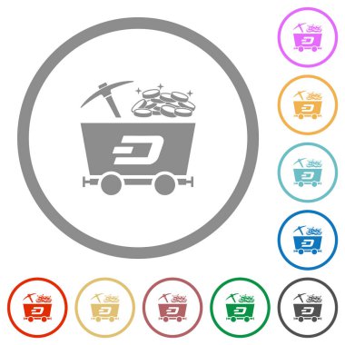 Hazine düz renk simgeleriyle beyaz zemin üzerinde yuvarlak çizgiler halinde kripto para birimi madenciliği