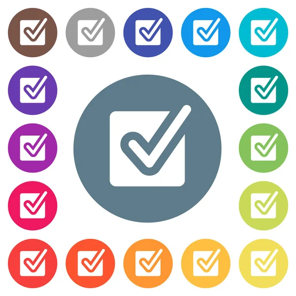 Yuvarlak renkli arka planlarda işaretlenmiş düz beyaz simgeler. 17 arkaplan renk varyasyonu dahil.