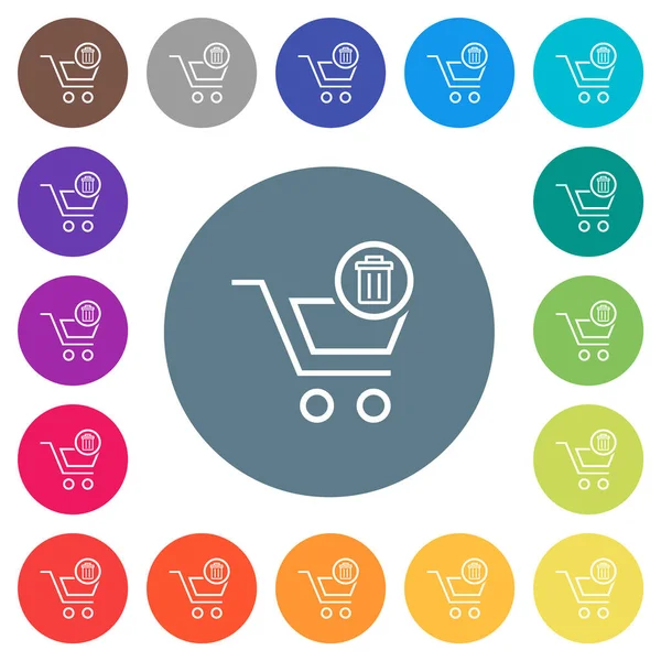 Delete Cart Outline Flat White Icons Color Backgrounds Background Color — ストックベクタ