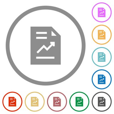 Grafik düz renk simgelerini beyaz arkaplanda yuvarlak çizgilerle raporla