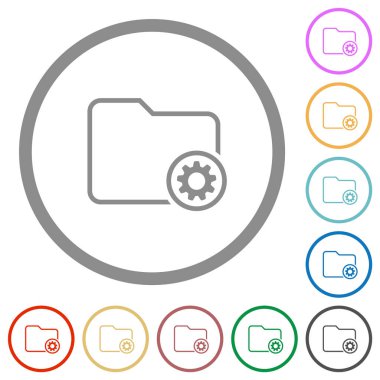 Directory settings outline flat color icons in round outlines on white background