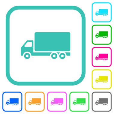 Yük vagonu yan görünümü beyaz arkaplan üzerinde eğimli sınırlarda canlı renkli düz simgeler