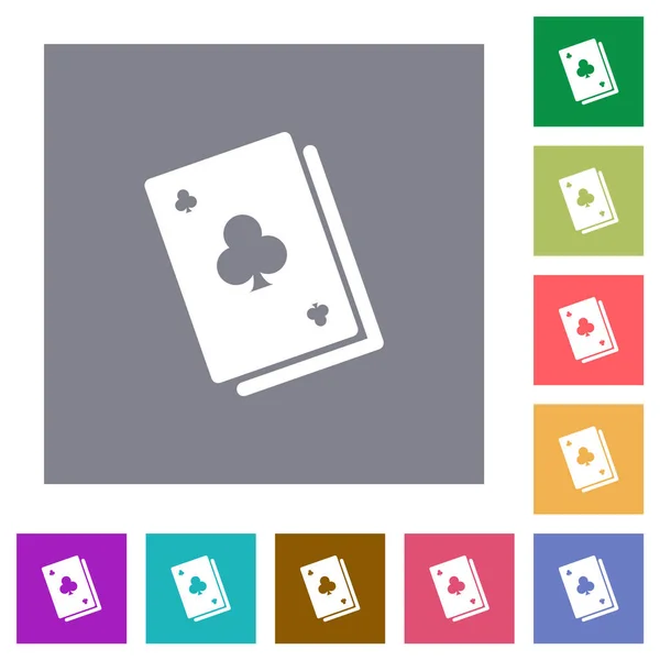 Card Game Solid Flat Icons Simple Color Square Backgrounds — Vector de stock