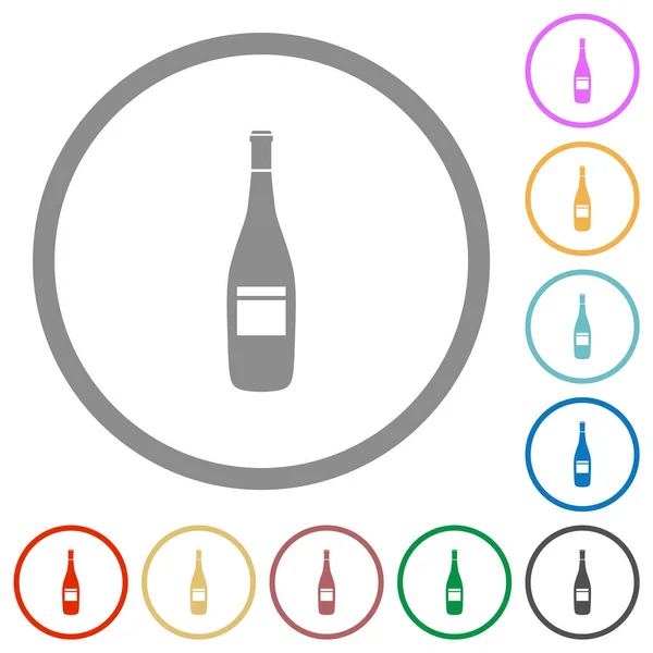 Wine Bottle Grapes Flat Color Icons Outlines White Background — Διανυσματικό Αρχείο