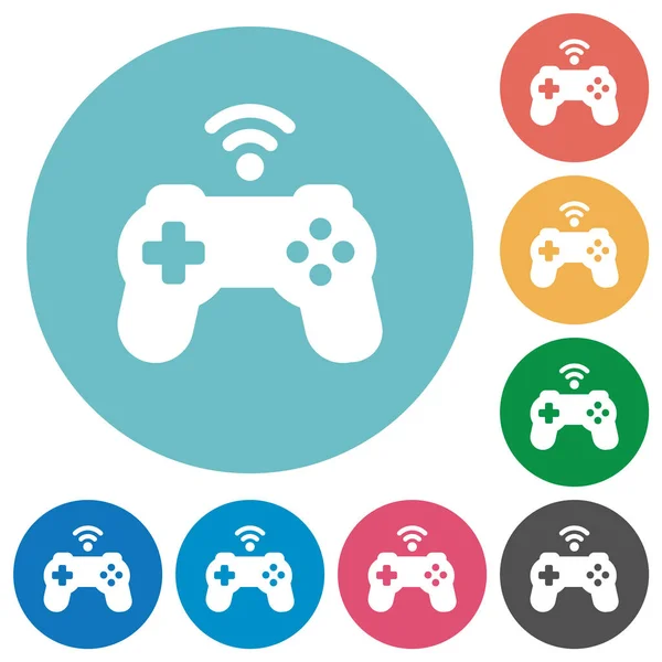Wireless Game Controller Solid Flat White Icons Color Backgrounds — Archivo Imágenes Vectoriales