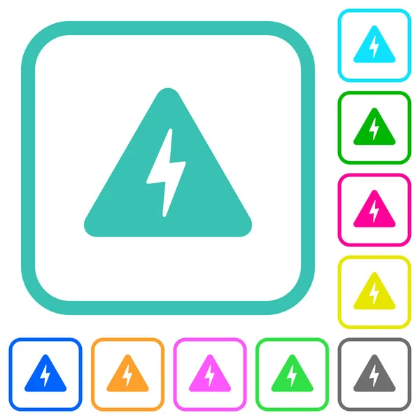 Danger Electrical Hazard Solid Vivid Colored Flat Icons Curved Borders — Vetor de Stock