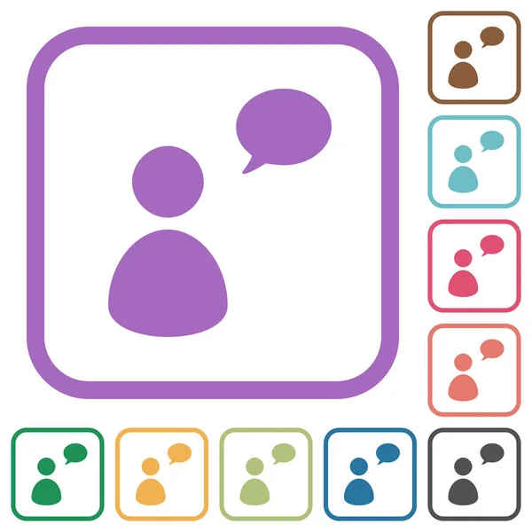 One Talking Person Oval Bubble Solid Simple Icons Color Rounded — Stock vektor