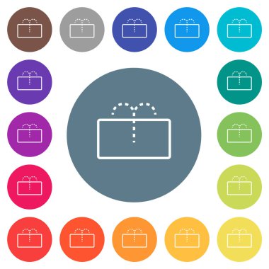 Rear window washer flat white icons on round color backgrounds. 17 background color variations are included.