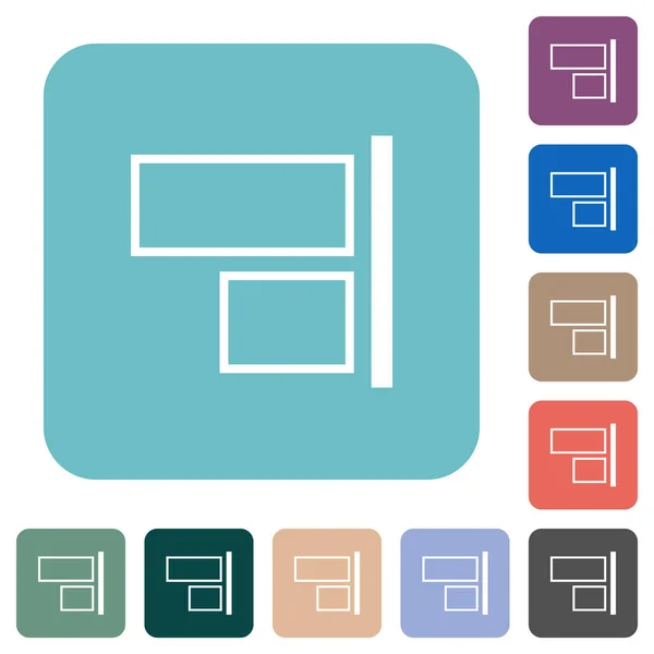 Align Right Outline White Flat Icons Color Rounded Square Backgrounds — 图库矢量图片