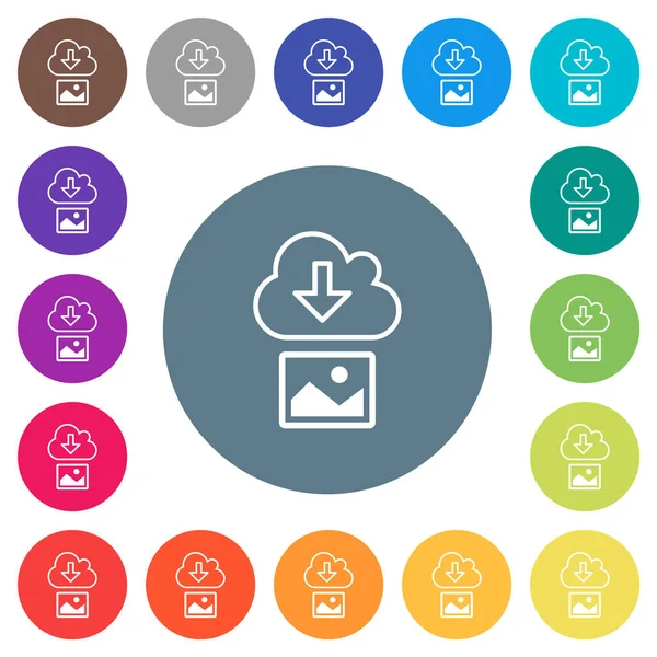 Download Image Cloud Outline Flat White Icons Color Backgrounds Background — 스톡 벡터